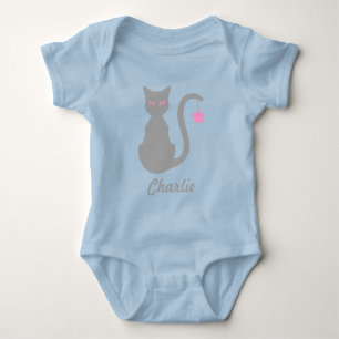 Grey Cat Name Baby Bodysuit