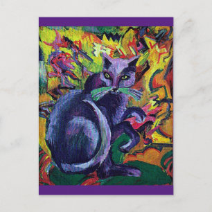 Grey Cat on a Cushion,Kirchner, Fine Art Postcard
