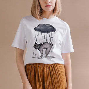 Grey Cat on Rainy Day T-Shirt