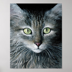 Grey Cat portrait 478 Poster