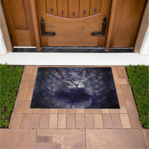 Grey Cat Portrait Doormat