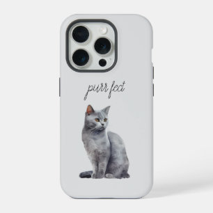 Grey Cat Purr iPhone 15 Pro Case