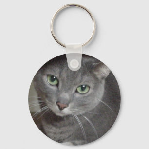 Grey Cat Russian Blue Key Ring