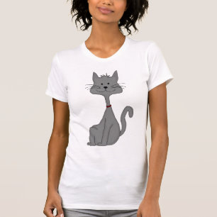 Grey Cat Sitting T-Shirt