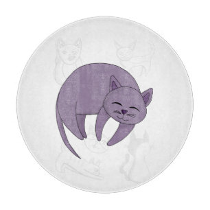 Grey Cat Sleeping and Kitten Doodles Duvet Cover Cutting Board