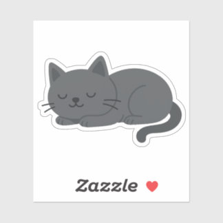 Grey Cat Sleeping Peacefully – Minimalist Cat Art
