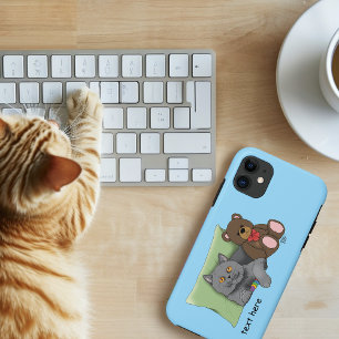 Grey Cat Teddy Bear iPhone 11 Case