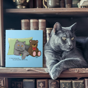 Grey Cat Teddy Bear Ceramic Tile