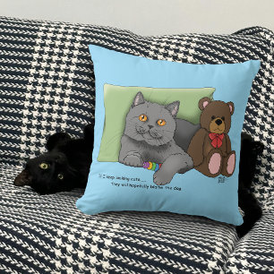 Grey Cat Teddy Bear Cushion