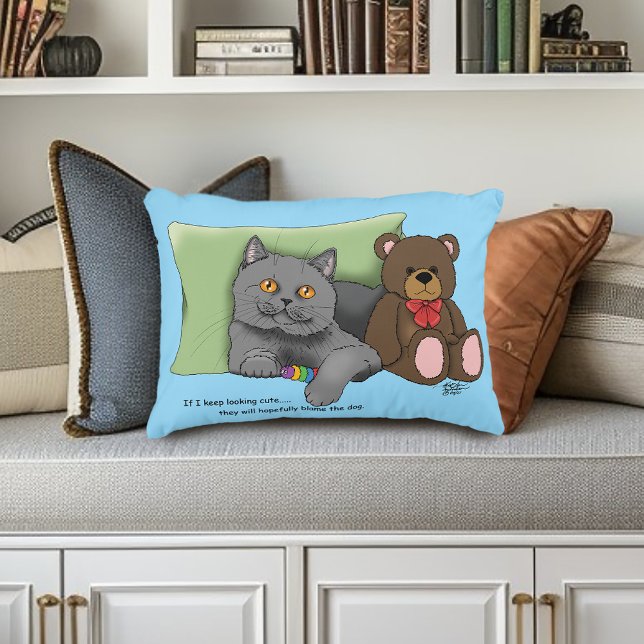 Grey Cat Teddy Bear Decorative Cushion (Creator Uploaded)