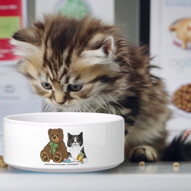 Grey Cat Teddyt Bear Peach Funny Bowl (Creator Uploaded)