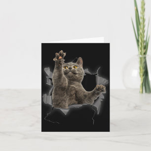 Grey Cat Torn Cloth Funny Cat Dad Cat Mum Cat Card