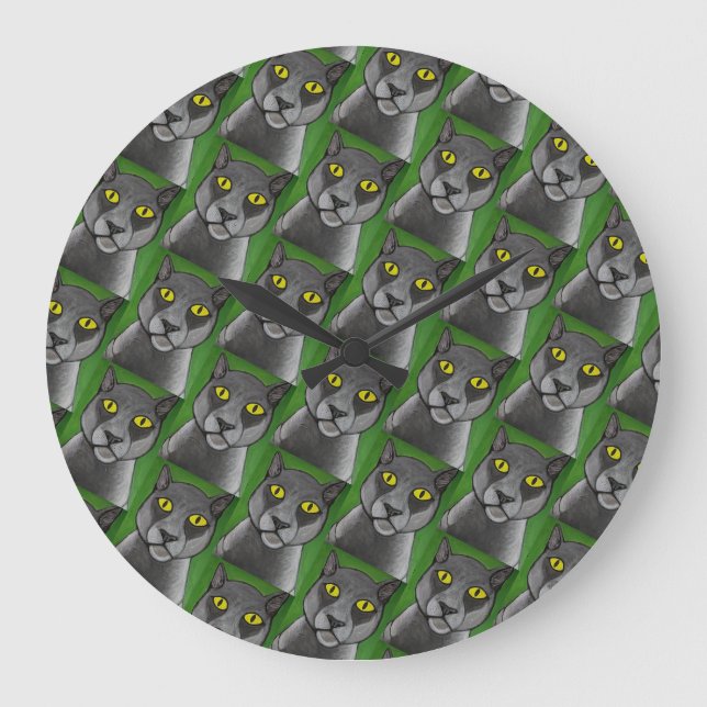Grey Cat Wall Clock (Front)