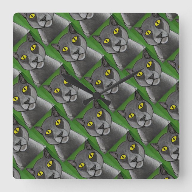 Grey Cat Wall Clock (Front)
