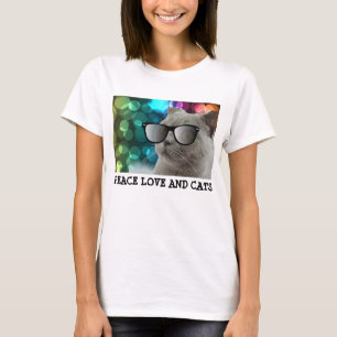 Grey Cat wearing sunglasses, T-shirts
