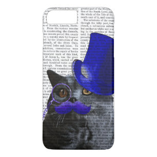 Grey Cat With Blue Top Hat and Blue Moustache iPhone 8 Plus/7 Plus Case