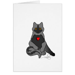 Grey Cat with Heart