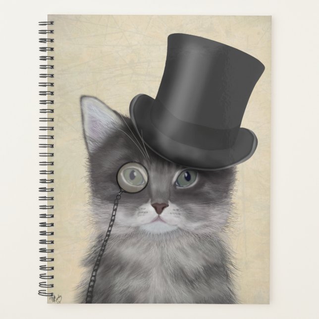 Grey Cat with Top Hat Planner (Front)