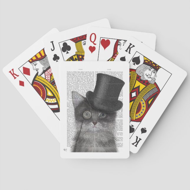 Grey Cat with Top Hat Playing Cards (Back)