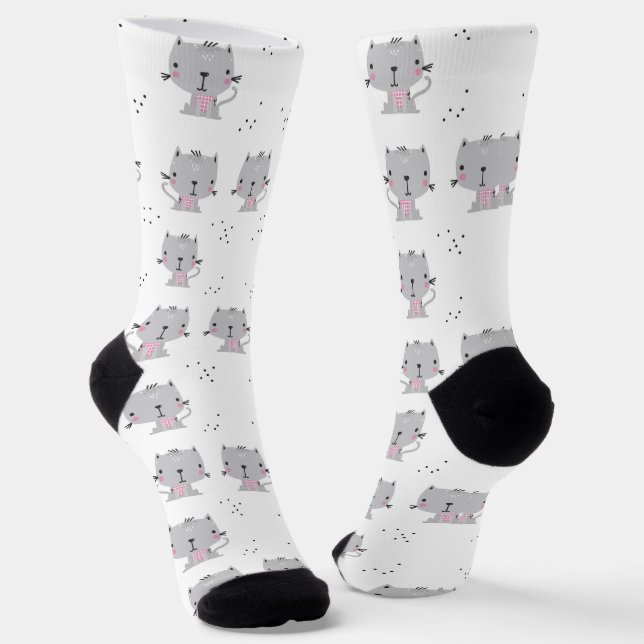 Grey Cats Socks (Angled)