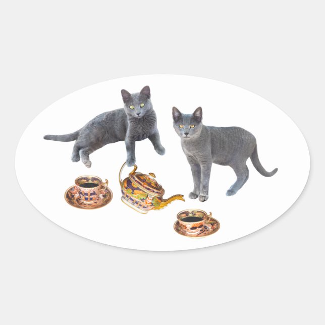 Grey Cats Tea Party Sticker (Front)