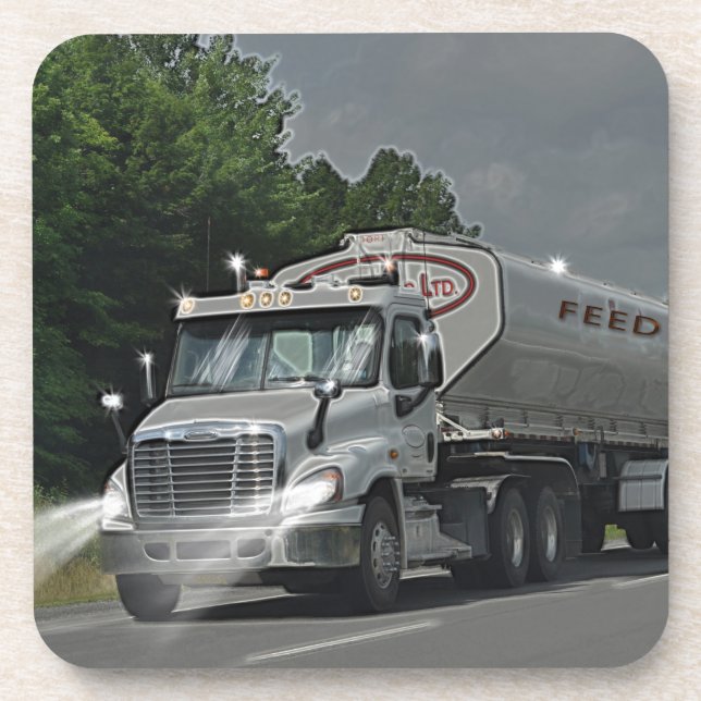 Grey Cattle Feed Cistern Truck for Truckers & Kids Coaster (Front)