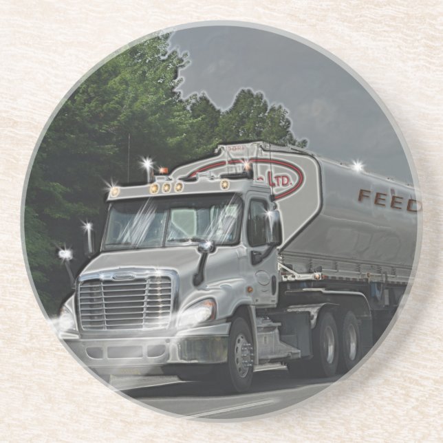 Grey Cattle Feed Cistern Truck for Truckers & Kids Coaster (Front)