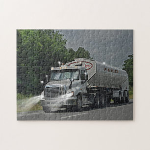 Grey Cattle Feed Cistern Truck for Truckers & Kids Jigsaw Puzzle