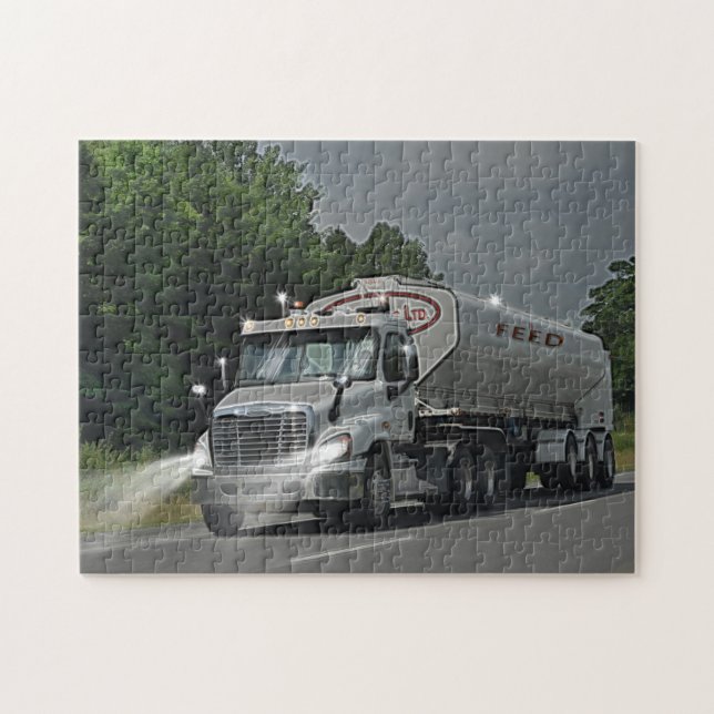 Grey Cattle Feed Cistern Truck for Truckers & Kids Jigsaw Puzzle (Horizontal)