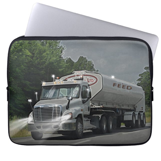Grey Cattle Feed Cistern Truck for Truckers & Kids Laptop Sleeve (Front)