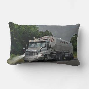 Grey Cattle Feed Cistern Truck for Truckers & Kids Lumbar Cushion