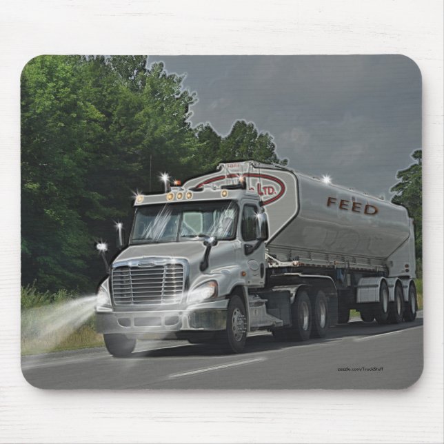 Grey Cattle Feed Cistern Truck for Truckers & Kids Mouse Pad (Front)