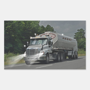 Grey Cattle Feed Cistern Truck for Truckers & Kids Rectangular Sticker