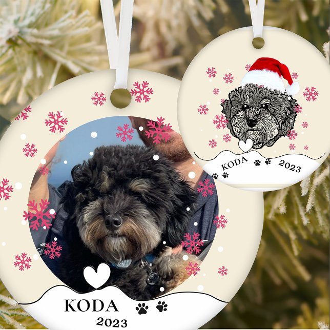 Grey Cavoodle Dog Personalised Hand Drawing Ceramic Ornament (Creator Uploaded)