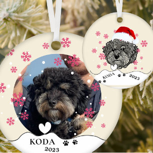 Grey Cavoodle Dog Personalized Hand Drawing Ceramic Ornament