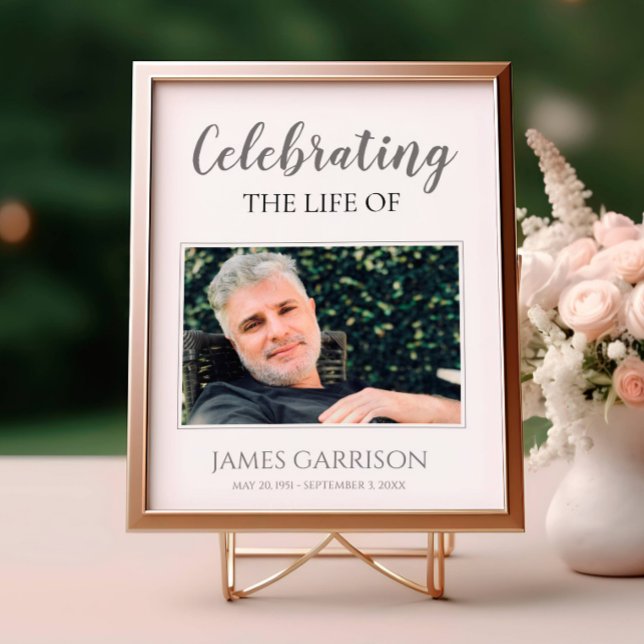Grey Celebration Of Life with Photo Funeral Poster (Creator Uploaded)