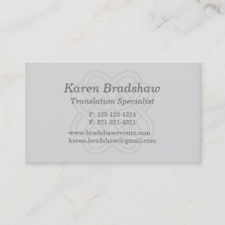 Grey Celtic Knot Translation Business Cards