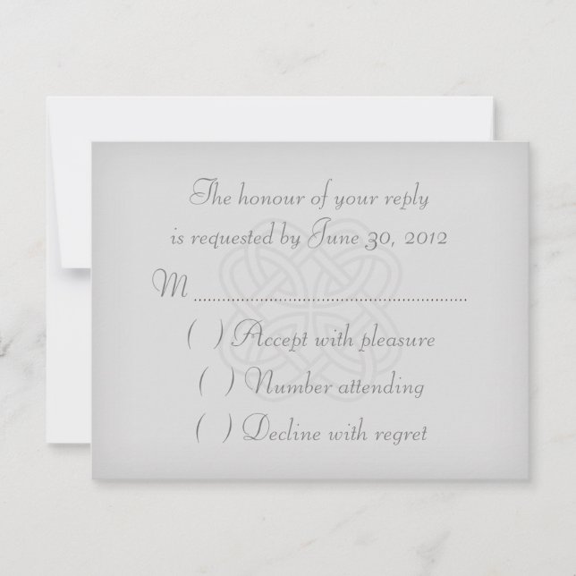 Grey Celtic Knot Wedding Invitation RSVP Card (Front)