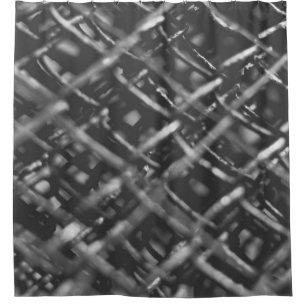 Grey chain link fence shower curtain
