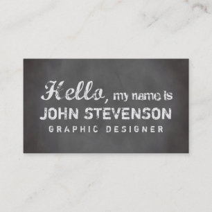 Grey chalkboard chic hello graphic designer business card