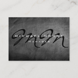 Grey Chalkboard Chubby Monogram Business Card