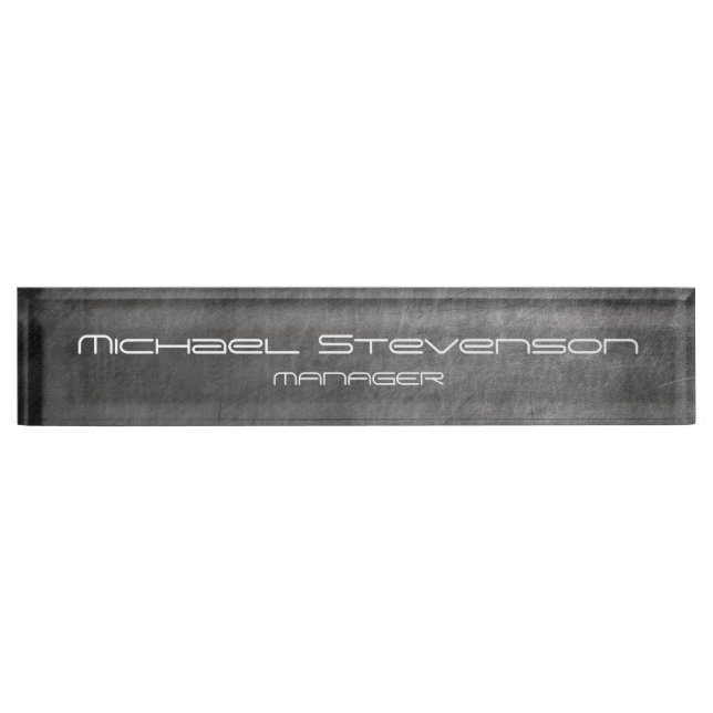 Grey Chalkboard Pattern Business Desk Nameplate (Front)