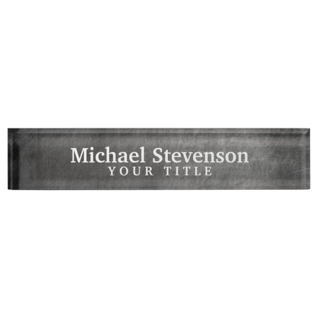 Grey Chalkboard Pattern Business Desk Nameplate (Front)