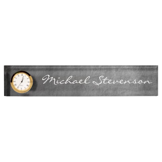 Grey Chalkboard Pattern Business Nameplate (Front)