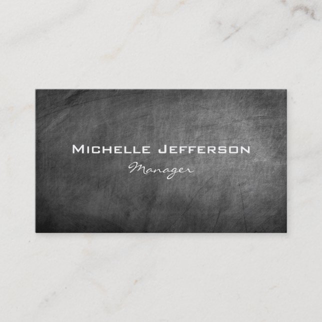 Grey Chalkboard Pattern Manager Business Card (Front)