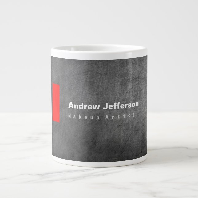 Grey Chalkboard Pattern Red Large Coffee Mug (Front)