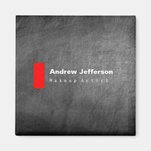 Grey Chalkboard Pattern Red Magnet