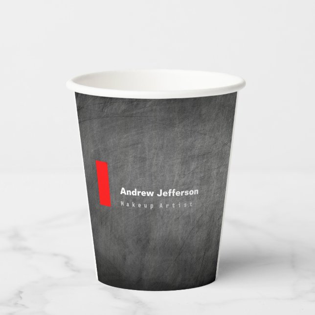 Grey Chalkboard Pattern Red Paper Cups (Front)