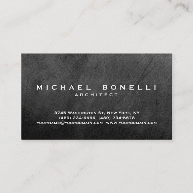 Grey Chalkboard Pattern Simple Plain Business Card (Front)