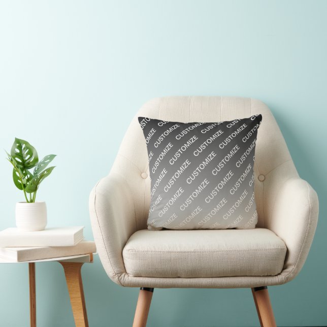 Grey (changeable colour) Ombre & Text Pattern Cushion (Chair)